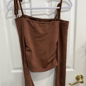 Velvet Tie Off Shoulder Top